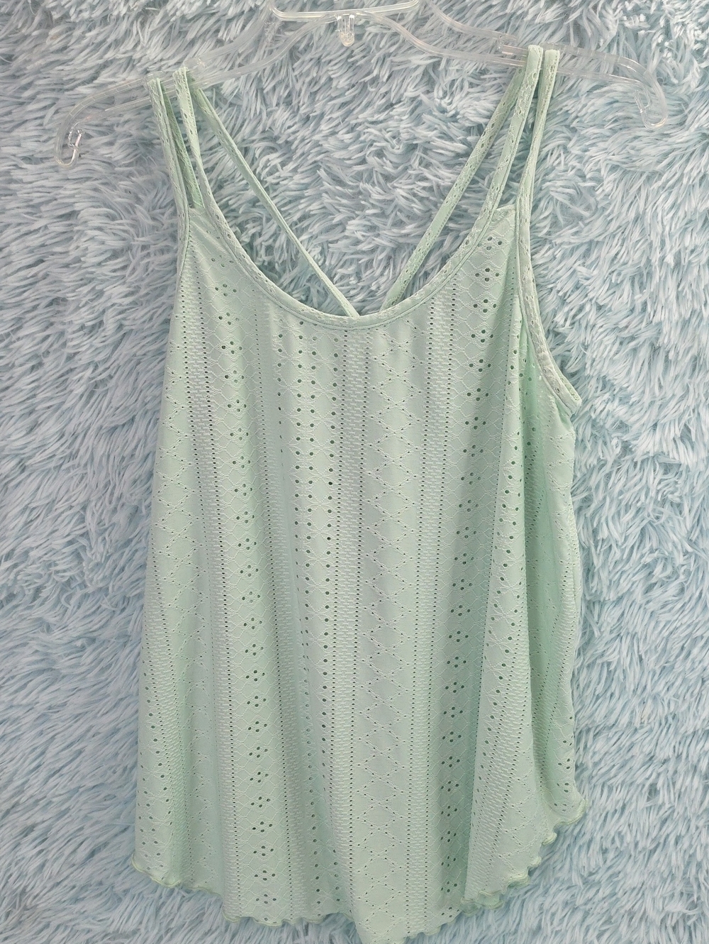 Light Mint Eyelet Double-Strap Cami Tank Top Size M